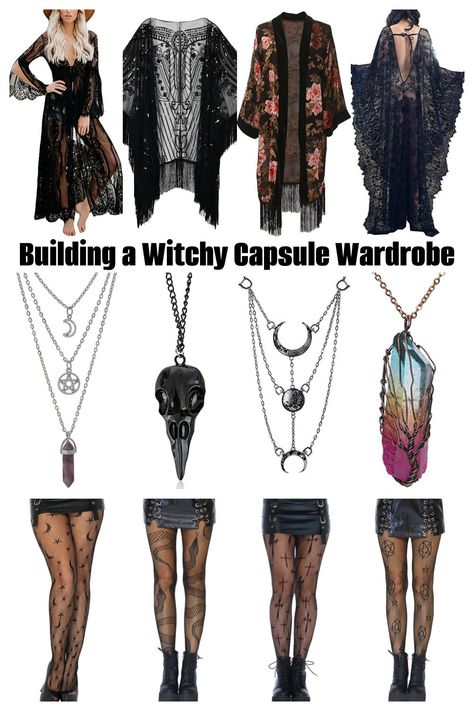 Building a Witchy Capsule Wardrobe Boho Wardrobe Capsule, Witchy Capsule Wardrobe, Witchy Style Outfits, Slytherin Dorms, Witchy Fashion Modern Witch, Witchy Boho Fashion, Witchy Vibes Outfit, Witchy Summer Outfits, Witchy Outfits Aesthetic