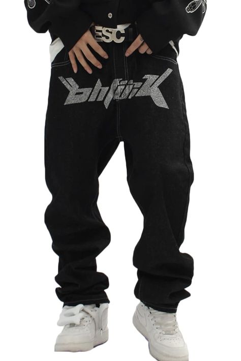 Y2k Baggy Jeans Men, Style Baggy Jeans, Teenager Boys, Y2k Baggy Jeans, Black Hipster, Hip Hop Jeans, Hipster Style, Baggy Trousers, Y2k Jeans