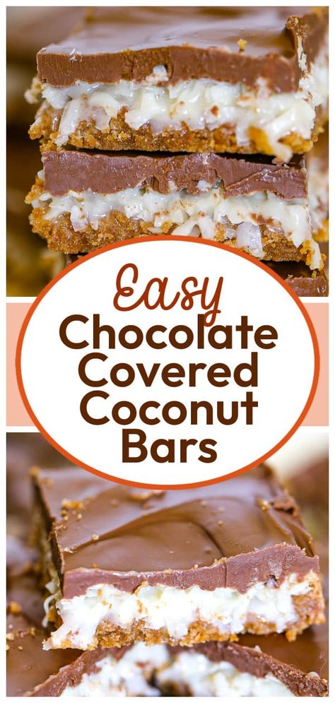 These heavenly, homemade chocolate coconut bars consist of layered chocolate, luscious coconut filling & a graham cracker crust! Easy delish! Crushed Gram Cracker Dessert, Easter Graham Crackers Treats, Chocolate Coconut Bars Recipe, Graham Cracker Toffee Bars Recipe, Heavenly Bars, Graham Cracker Treats, Layered Bars, Chocolate Covered Coconut, Chocolate Coconut Bars