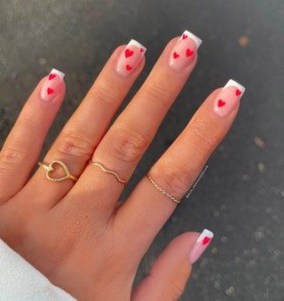 Small Nail, Cheap Nail, Heart Nail, Nagel Tips, Stick On Nails, Heart Nails, French Tip Nails, Nail Arts, Valentine's Day Nails