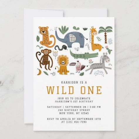 Wild One 1st Birthday Safari Animals Cute Photo for $2.92 - Birthday Invitations Crocodile Cute, 1st Birthday Safari, Wild One 1st Birthday, Kids Invitation, Safari Invitations, 92nd Birthday, Typography Script, Wild One Birthday Invitations, 1st Birthday Party Invitations