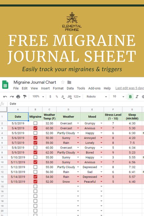 Migraine Journal Template, Migraine Journal, Herbal Lifestyle, Migraine Diary, Headache Tracker, Tracking Journal, Migraine Triggers, Aged Cheese, Herbal Teas Recipes