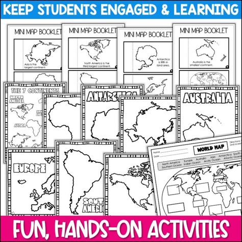 Slide5 Min Map, Printable World Map, Continents And Oceans, Ocean Activities, 7 Continents, Southern Ocean, Early Finishers, Mini Book, Hands On Activities