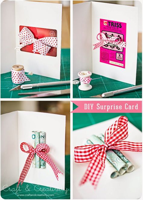 DIY Surpise Card by Craft & Creativity - and lots of other creative ways to give money, too! Wrapping Money Gifts, Wrapping Money, Diy Money, Money Cards, Crafty Gifts, Money Gift, Gift Card Holder, Creative Cards, Diy Cards