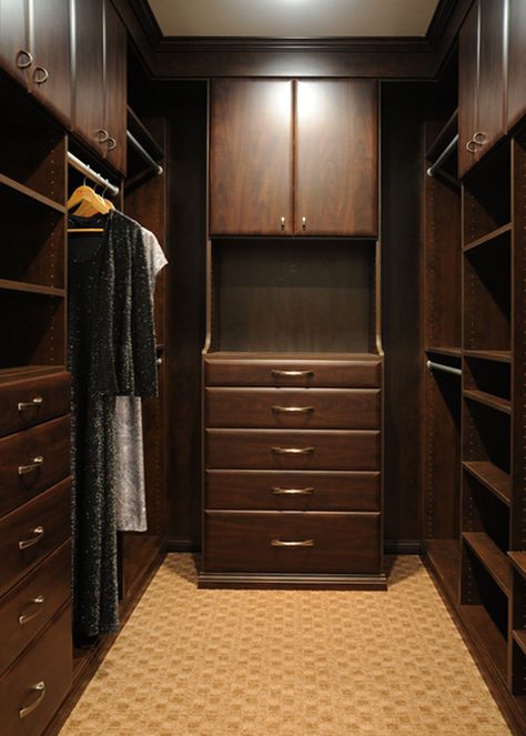 Walk-in-closet-dark-wood-2 - Ridgewood Closets Mens Closet, Dark Wood Bedroom, Exotic Homes, Lobby Interior Design, Wood Wardrobe, Room Cabinet, Closet Room, Wooden Wardrobe, Lobby Interior