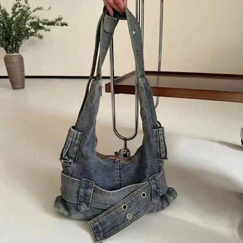 Just found this amazing item on AliExpress. Check it out! $22.19 | Trendy Women Vintage Denim Punk Shoulder Bag Y2k Streetwear Grunge Handbag Cool Girls Retro Gothic Casual Underarm Bags Jean Bag Aesthetic, Handbag Poses, Outfits Extra, Gothic Casual, Upcycled Bags, Videos Ramdom, Future Aesthetic, Y2k Belt, Bag Y2k