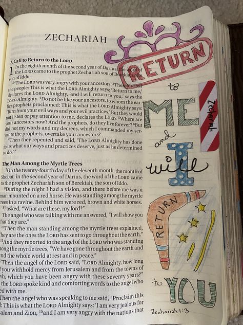 Bible journaling Zechariah :3 Zechariah Bible Study, Old Testament Bible, Journal Bible Quotes, Bible Journal Notebooks, Bible Doodling, Bible Journal Notes, Christian Crafts, Bible Study Tools, Bible Notes