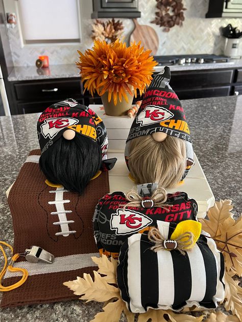 Kansas City Gnomes, Raiders Gnome, Eagles Football Gnomes, Football Decor, Personalized Gnomes, Football Gnome Party Décor, Football Gifts by UrbanBarnn on Etsy Football Stocking Stuffers, Nfl Gifts, Beard Colour, Sports Helmet, Eagles Football, Kansas City Chiefs Football, Gnome Hat, Football Decorations, Wreath Decoration