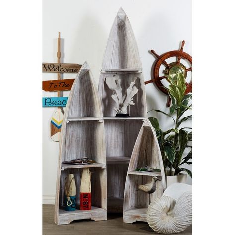 You'll love the Boat Accent Shelves at Wayfair - Great Deals on all Furniture products with Free Shipping on most stuff, even the big stuff. Accent Shelves, White Shelving Unit, Coastal Style Home, Boat Shelf, Wood Shelving Units, Decorative Shelving, House Deco, White Storage, Country Furniture