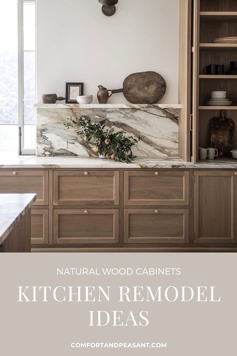 Natural wood kitchen & bathroom cabinets #remodel #kithenRenovatioin #bathroomremodel #kitchenideas #bathroomideas Natural Wood Cabinets, Cabinets For Kitchen, Natural Wood Kitchen, Kitchen And Bath Remodeling, Wood Kitchen Cabinets, Diy Kitchen Cabinets, Kitchen Inspiration Design, Kitchen Redo, Kitchen Cabinet Design