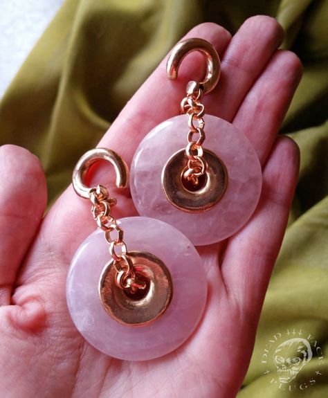 weights Lotus Flower Jewelry, Herkimer Diamond Earrings, Ear Weights, Rose Quartz Stone, Simple Bracelets, Stretched Ears, Funky Jewelry, Decorative Elements, Ear Jewelry