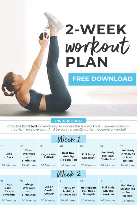 You don’t need fancy gym equipment or one-on-one personal training sessions to get fit! Every workout in this two-week training plan, from dumbbell strength training to HIIT cardio, can be done at home. Download your complete 2-Week Workout Plan for women with daily, guided workout videos on YouTube! This FREE two-week training plan is designed to build muscle and burn fat at home; AND create a consistent fitness routine you look forward to daily! AND it includes a healthy meal plan! Week Fitness Plan, Two Week Workout, Workout Videos On Youtube, 2 Week Workout Plan, 2 Week Workout, Week Workout Plan, Fancy Gym, Amrap Workout, Strength Training Guide