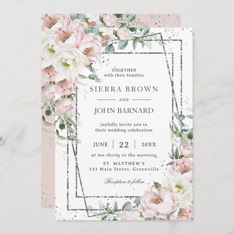 Geometric Wedding Invitation, Stationery Ideas, Budget Wedding Invitations, Geometric Frame, Geometric Wedding, Floral Geometric, Floral Wedding Invitation, Fun Wedding Invitations, White Peonies