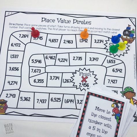 Place Value Math Games, Math Art Activities, Number Place Value, Place Value Game, Place Value Games, Printable Math Games, Teaching Place Values, Math Center Games, Place Value Activities