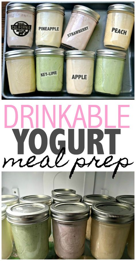 Yogurt Meal Prep, Diy Yogurt, Drinkable Yogurt, High Protein Smoothies, Protein Smoothie Recipes, Yogurt Drinks, Yogurt Flavors, Smoothie Prep, Yogurt Smoothies