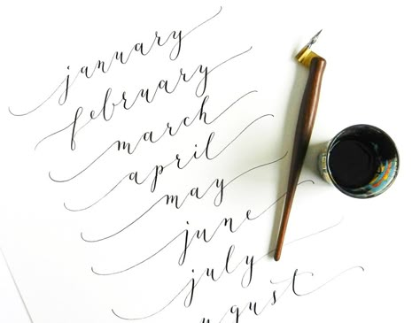 Calligraphy for 2015 Calendar | The Postman's Knock A Calligraphy, Calligraphy Pen, Hand Lettering Fonts, Hand Lettering Alphabet, Calligraphy Handwriting, Hand Lettering Tutorial, Calligraphy Alphabet, Lettering Practice, Calligraphy Letters