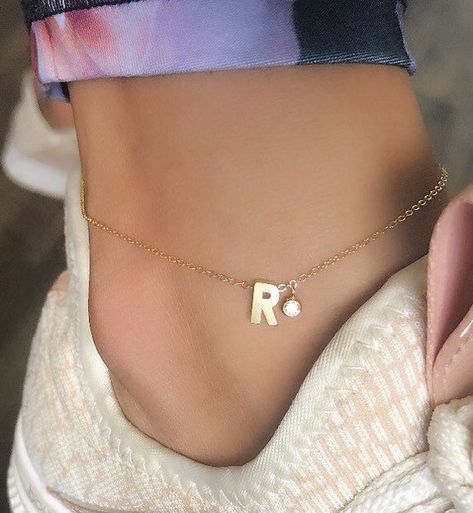 Initial Anklet, Dainty Anklet, Godmother Necklace, Leather Anklets, Womens Ankle Bracelets, Silver Ankle Bracelet, Silver Necklace Simple, Charm Anklet, Gold Circle Necklace