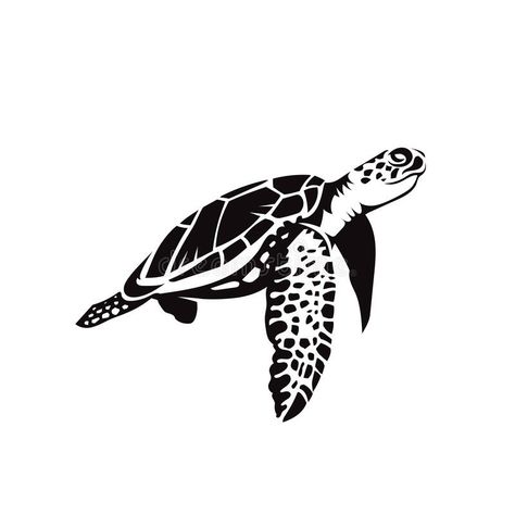 Sea Animals Black And White, Swimming Silhouette, Turtle Vector, Sea Turtle Swimming, Turtle Silhouette, White Wall Paint, Turtle Swimming, Beach Artwork, Turtle Tattoo