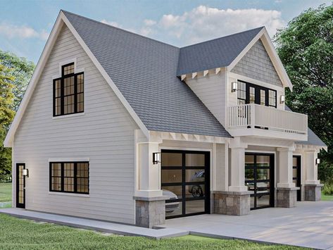 Garage With Apartment, Studio Garage, Garage Plans With Loft, Garage Plans Detached, Plan Garage, Carriage House Garage, Garage Guest House, Carriage House Plans, Cottage Plans