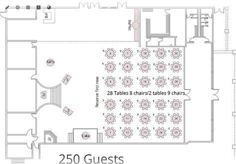 Our ballroom setup for 250 guests Marriage Hall Plan Layout, Event Space Design, Leaf Decor Wedding, Simple Floor Plans, Event Layout, Hall Flooring, Function Hall, Hotel Ballroom, Party Hall