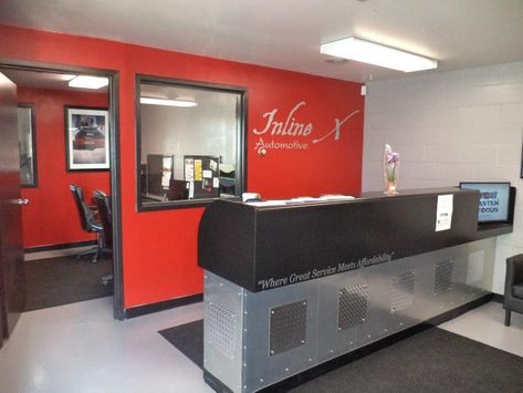 Mechanic Shop Decor, Waiting Room Design, Business Office Decor, Tire Shop, Office Waiting Rooms, Automotive Shops, Mechanic Shop, Auto Shop, Automotive Repair Shop