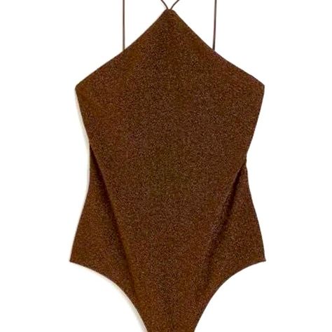 NWT H&M Jersey Thong Dark Brown Glittery Bodysuit Snap Fasteners, Fitness Fashion, Dark Brown, H&m, Elastic