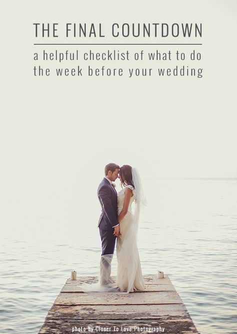 The Final Countdown: The Week Before Your Wedding To Do List by @Andri Benson Wedding To Do List, Final Countdown, Skirt Diy, The Final Countdown, Wedding Week, Wedding Countdown, Wedding Planning Guide, Bridal Musings, Future Mrs