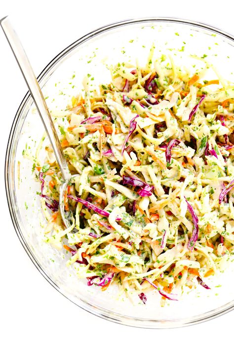 Healthy Slaw, Best Shrimp Taco Recipe, Coleslaw Dressing Recipe, Lime Slaw, Cilantro Lime Slaw, Spicy Shrimp Tacos, Shrimp Taco Recipes, Homemade Coleslaw, Slaw Recipe