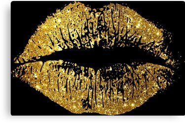 Stylish Lips #8 Canvas Print White And Gold Wallpaper, Black And Gold Aesthetic, Gold Globe, Gold Inspiration, Gold Lips, Gold Poster, Black Lips, Gold Aesthetic, Glitter Lips