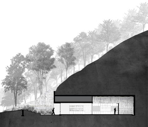 Underground Building, Snow Cabin, Galleries Architecture, Museum Plan, Cave Drawings, Cave Hotel, Wine Cave, Architect Magazine, Underground Caves