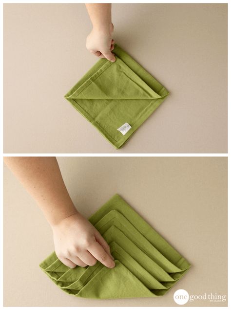 Napkin Fold Christmas Tree, How To Fold Napkins For Christmas, How To Fold Christmas Tree Napkins, Christmas Tree Napkin Folding Tutorials, Napkin Folded Like Christmas Tree, Fold Napkin Like Christmas Tree, Tree Napkins How To Make, Christmas Tree Napkins Fold, Napkin Christmas Tree