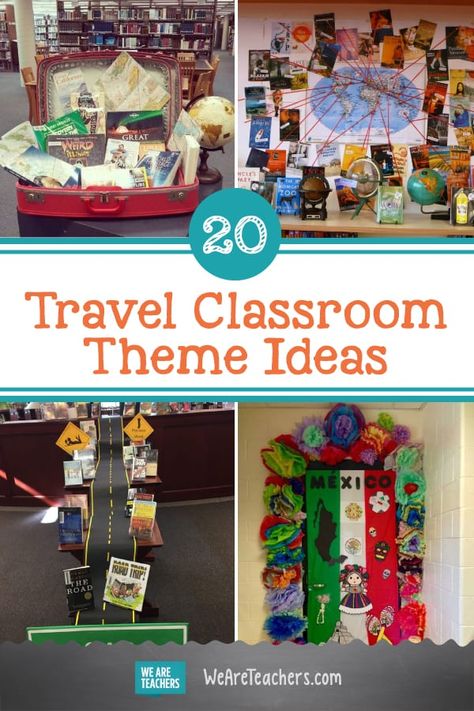 Travel Classroom Theme Ideas - Bulletin Boards, Decor, and More Travel Classroom Decor, Travel Classroom, Classroom Theme Ideas, School Wide Themes, Travel Theme Decor, Decor For Classroom, Travel Theme Classroom, Elementary Classroom Themes, Around The World Theme