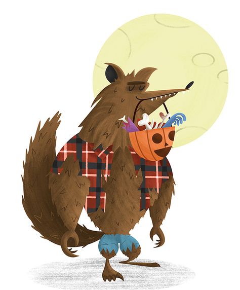 Werewolf Illustration, Picture Books Illustration, Childrens Books Illustrations, Halloween Illustration, Halloween Monster, Childrens Illustrations, Children's Book Illustration, Children's Books, Student Art