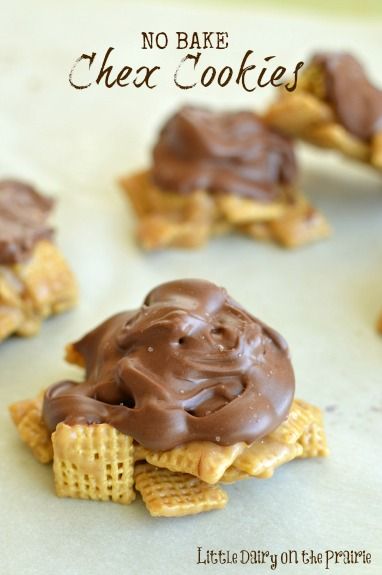 No Bake Chex Cookies Chex Cookies, Wic Recipes, Everyday Desserts, Chex Recipes, Daycare Menu, Cookies Bars, Candy Treats, Cereal Treats, College Survival