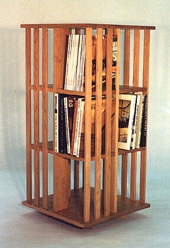 Cherry revolving bookcase by Richard Bissell, member of the Guild of Vermont Furniture Makers. Circular Bookshelf, Book Tower, Revolving Bookcase, Vinyl Record Display, Creative Bookshelves, Mission Furniture, Book Rack, Shaker Furniture, Construction Diy