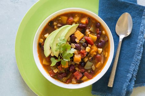 Butternut Squash-Bean Chili Vegan Plan, Butternut Squash Chili, Plant Based Meal Planning, 3 Sisters, Healthy Slow Cooker, Tomato Vegetable, Dinner Plan, Vegan Meal, Smart Cooking