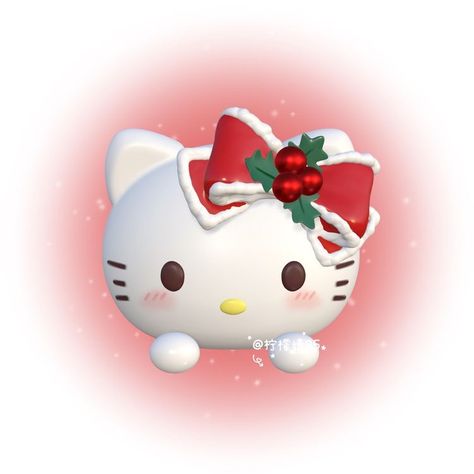 Hello Kitty, Kitty, Wall, Christmas, Red