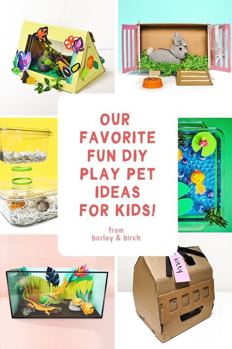 Kids will love this collection of DIY pretend pet play ideas. Make these animal crafts together, then use over and over for veterinarian or animal adoption dramatic play or as a pretend family pet! | from barley & birch Dramatic Play Diy, Play Ideas For Kids, Classroom Pets, Diy Preschool, Pet Play, Animal Adoption, Pet Ideas, Hand Crafts For Kids, Pet Crate