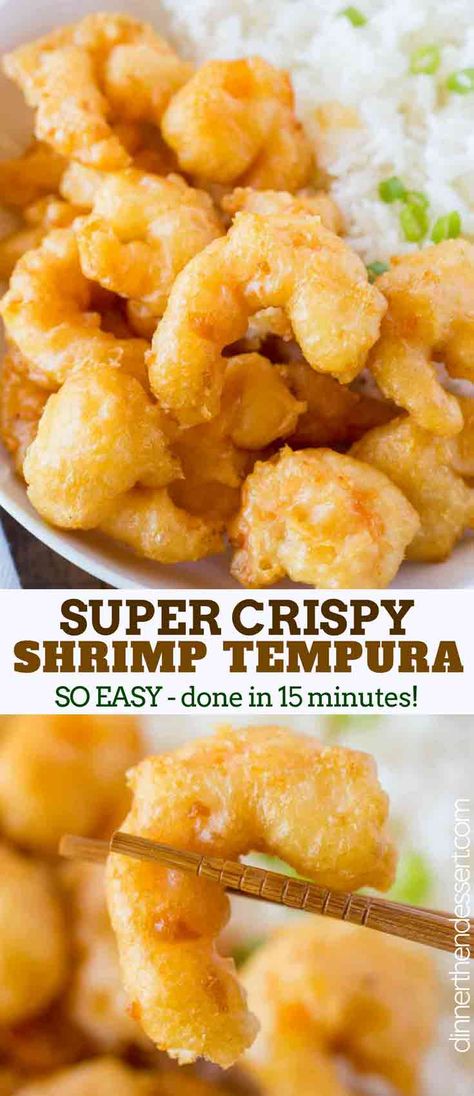 Shrimp Tempura is the perfect Japanese appetizer made with a light batter made and fried super crisp in just 15 minutes. #shrimp #seafood #japanesefood #tempura #dinnerthendessert #appetizer #friedshrimp Japanese Appetizer, Japanese Appetizers, Fried Shrimp Recipes, Tempura Recipe, Crispy Shrimp, Shrimp Tempura, Batter Recipe, Shrimp Recipes For Dinner, Shrimp Recipes Easy