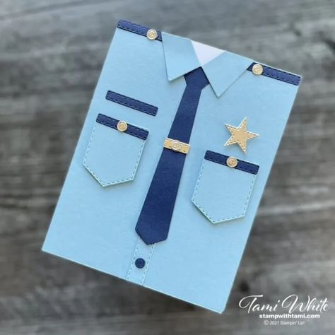 First Responder Hero Card | Stampin' Up! | StampWithTami.com Police Cards Handmade, Police Officer Birthday, Police Uniform, Serve Others, Suit Card, Gift Box For Men, Paper Purse, Card Making Templates, Dress Card