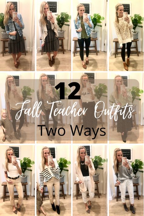 12 Fall Outfit Ideas For Teachers! - Fall Outfits 2023 Teacher, Teacher Outfits High School Fall, Rainy Teacher Outfit, Cute Fall Teacher Outfits, Teacher Fall Outfits Elementary, Cold Weather Teacher Outfits, Teacher Outfits Cold Weather, Teacher Winter Outfits Elementary, Winter Teacher Outfits Cold Weather