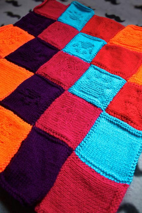 One for pooch-lovers who already know the basics of knitting, this blanket pattern, designed by Lauren O'Farrell, is a charity project for Battersea Dogs & Cats Home Knit A Blanket, Blanket Squares, Knitted Blanket Squares, Knitting Blanket, Knitting For Charity, Patchwork Blanket, Knitted Afghans, Comfort Blanket, Rescue Dog