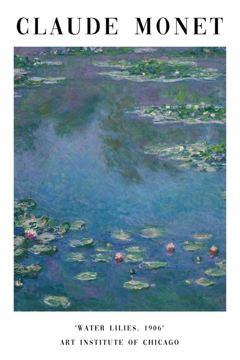 Claude Monet Water Lilies, Printable Wall Collage, Monet Poster, Claude Monet Paintings, Claude Monet Art, Monet Water Lilies, Monet Art, Art Exhibition Posters, Vintage Poster Design