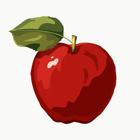 Red vectorized apple illustration sticker | free image by rawpixel.com / Aew Apple Vector Illustration, Apple Illustration Design, Apple Sketch, Apple Poster, Apple Drawing, Apple Sticker, Pineapple Illustration, Strawberry Drawing, Drawing Apple