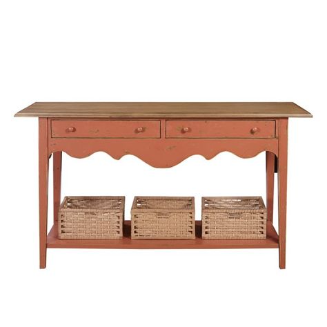 Home Fare Farmhouse Console Sideboard Entryway Table in Clay & Oak - Walmart.com Sideboard Entryway, Reclaimed Wood Console Table, Rustic Console, Farmhouse Console Table, Pulaski Furniture, Organized Storage, Sideboard Console, Entryway Table, Wood Console Table