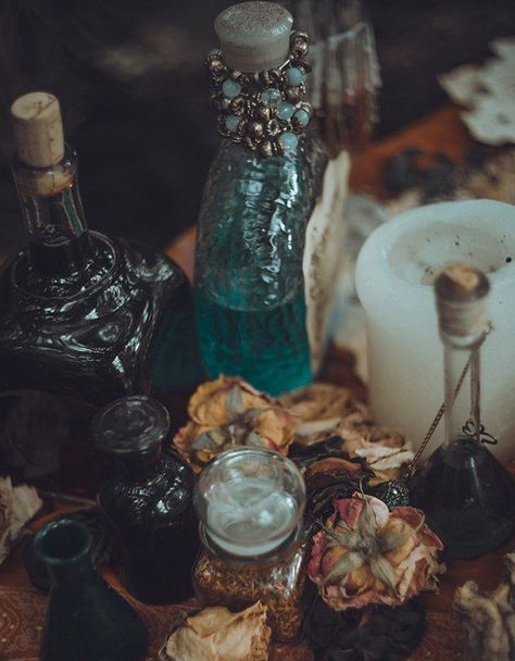 Dried roses, candles, and various brews....                                                                                                                                                                                 More Interior Boho, Yennefer Of Vengerberg, Minako Aino, Under Your Spell, Witchy Aesthetic, Sea Witch, Witch Aesthetic, The Crow, Fantasy Aesthetic