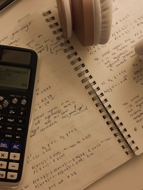 Studying with notebook and calculator headphones Spencer Hastings, Study Board, Studying Life, Studying Math, Academic Motivation, Motivation Board, Study Motivation Inspiration, Rory Gilmore, Studying Inspo