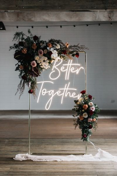 Wedding Backdrop Lights, Neon Signage, Wedding Backdrop Design, Wedding Backdrop Decorations, Light Up Signs, Wedding Neon Sign, Future Wedding Plans, Wedding Styling, Back Drop