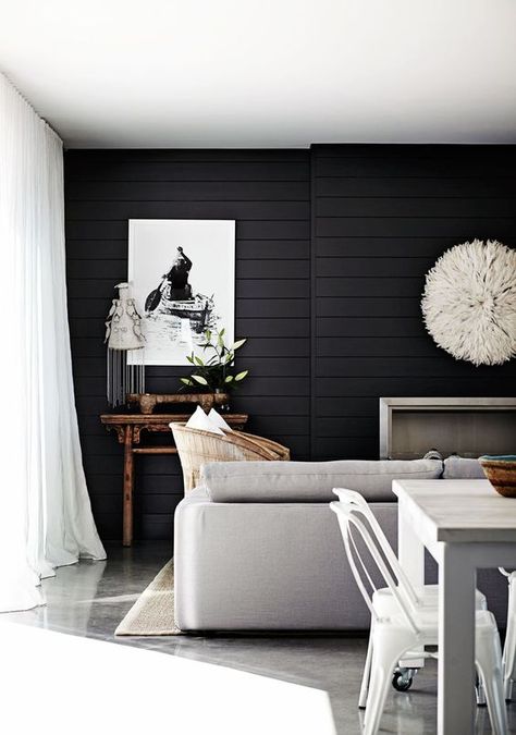 Home Improvement Projects | Home | Fresh Mommy Blog Dark Shiplap, Shiplap Living Room, Black Stuff, Dark Living Rooms, Rustic Bedroom Decor, Coastal Living Rooms, Coastal Living Room, Minimalism Interior, Ship Lap Walls