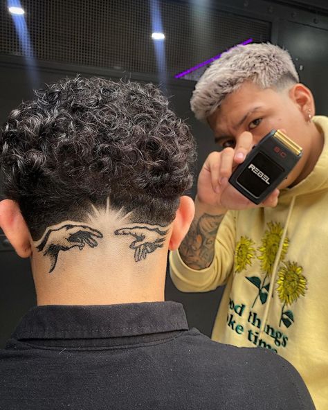 Back Of Hair Designs Men, Drop Fade Haircut With Design, Haircuts With Initials For Men, Haircut With Initials Men, Long Hair Line Up Men, Taper Fade With Initial Design, Taper Fade Haircut Design, Fade With Letter Design Hair, Burst Fade Designs